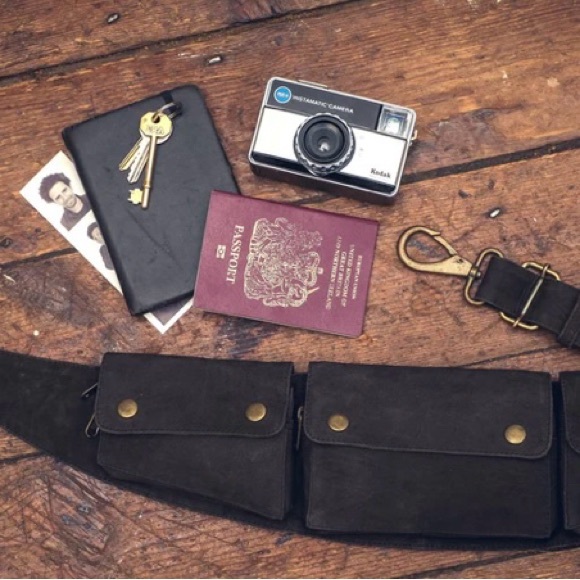 Stylish Black Leather Belt Bag